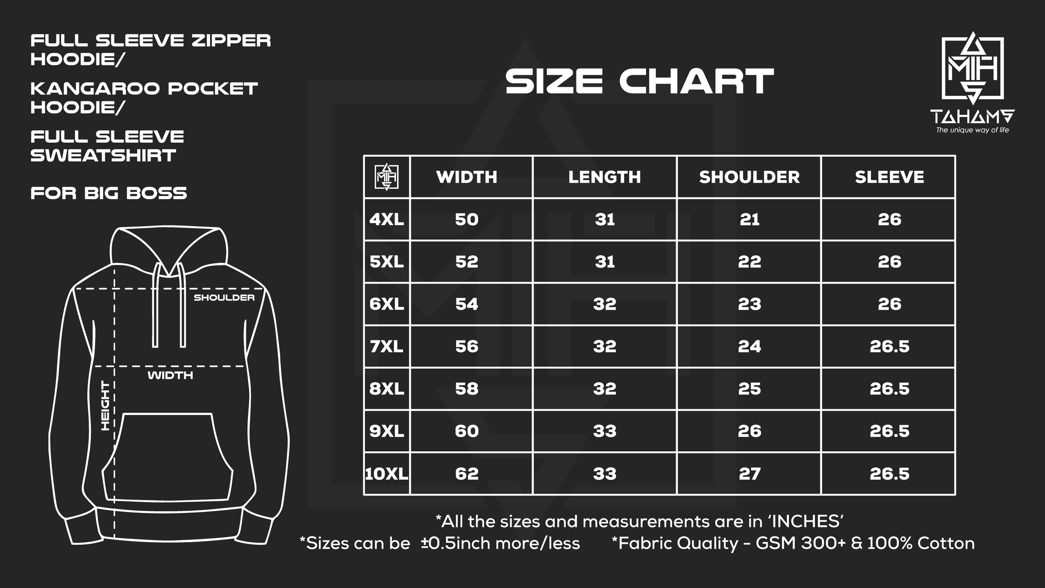 Size chart