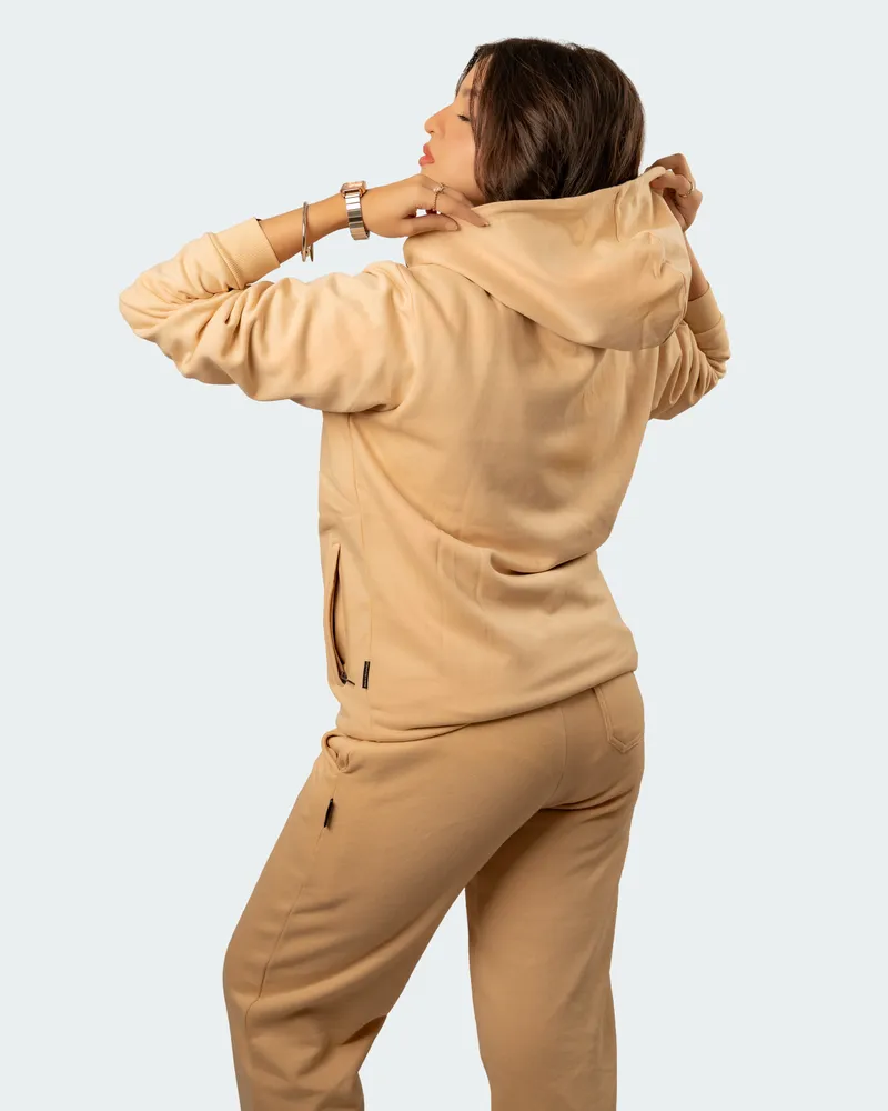 Elite Sandy Beige Full Sleeve Zipper Hoodie