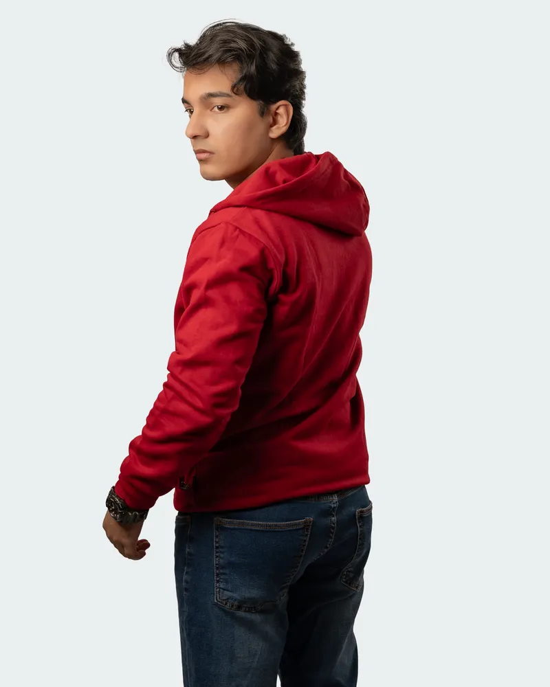 Elite Wine Red Full Sleeve Zipper Hoodie