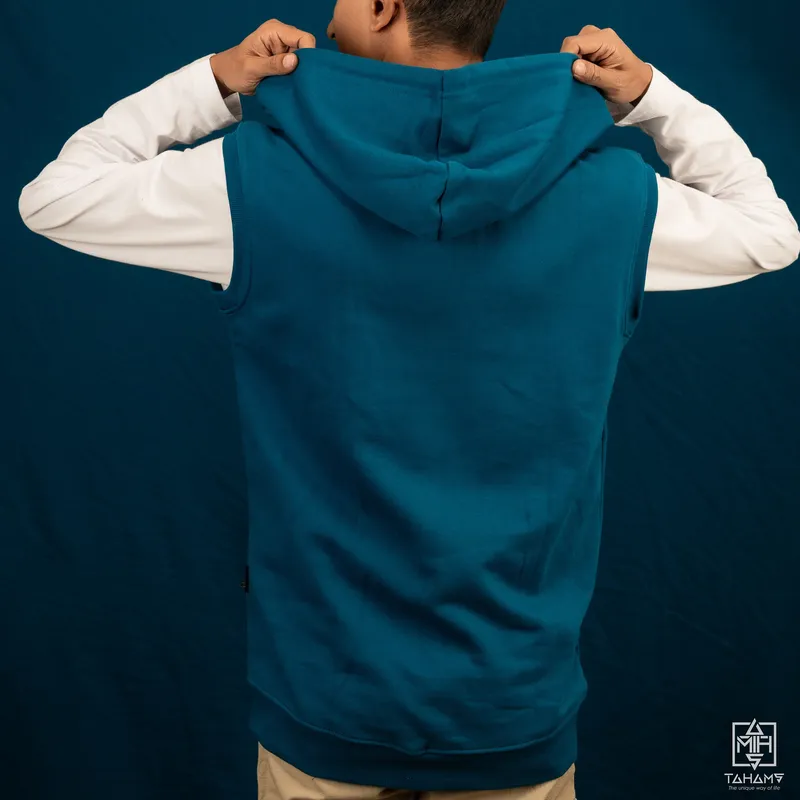 Elite Aquamarine Sleeveless Zipper Hoodie