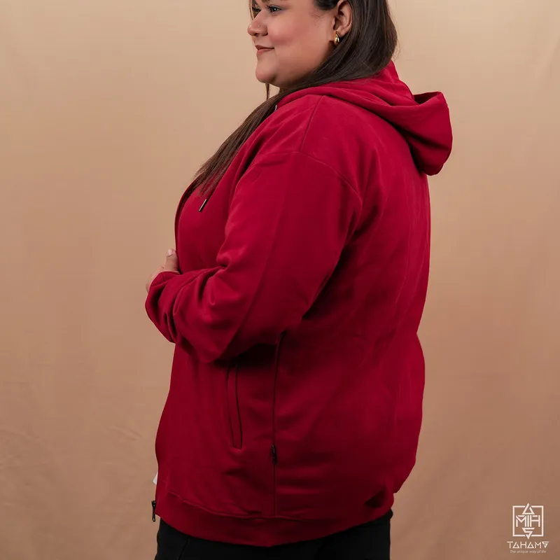 Elite Wine Red Full Sleeve Zipper Hoodie