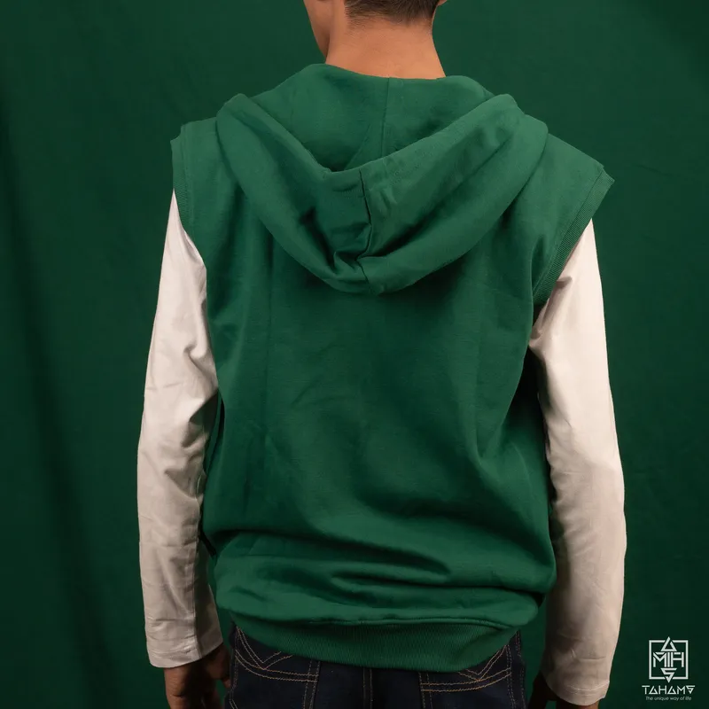 Elite Emerald Green Sleeveless Zipper Hoodie