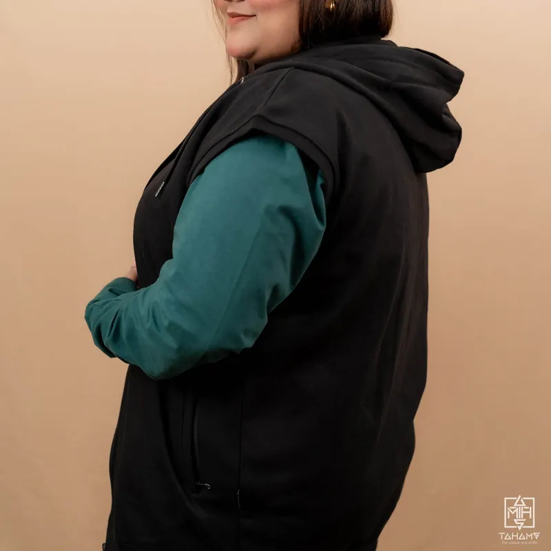 Elite Raven Black Sleeveless Zipper Hoodie