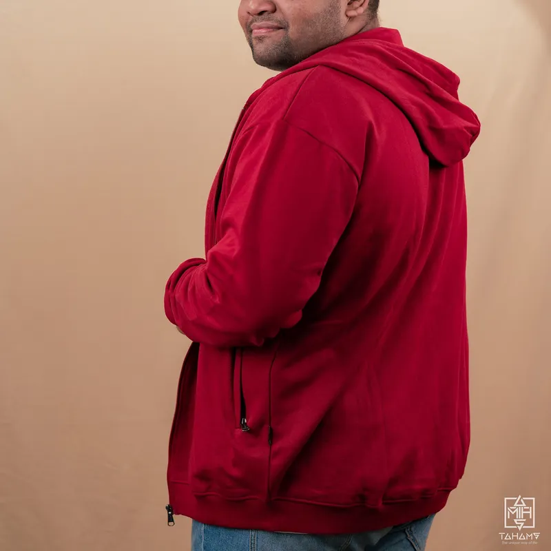 Elite Wine Red Full Sleeve Zipper Hoodie