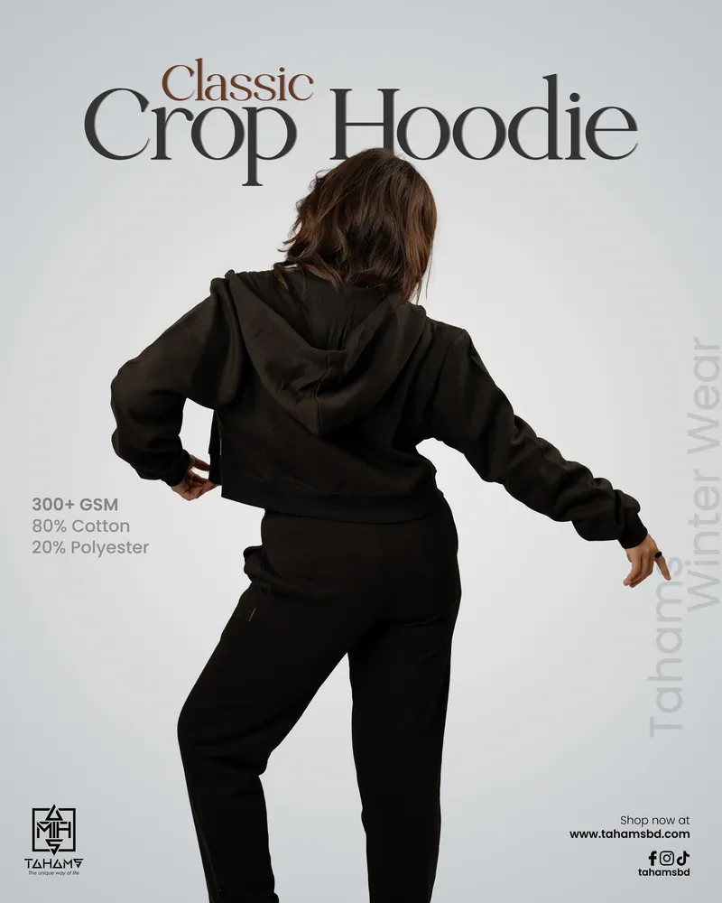 Classic Raven Black Crop zipper hoodie