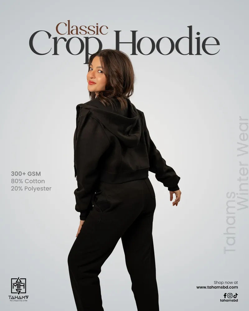 Classic Raven Black Crop zipper hoodie