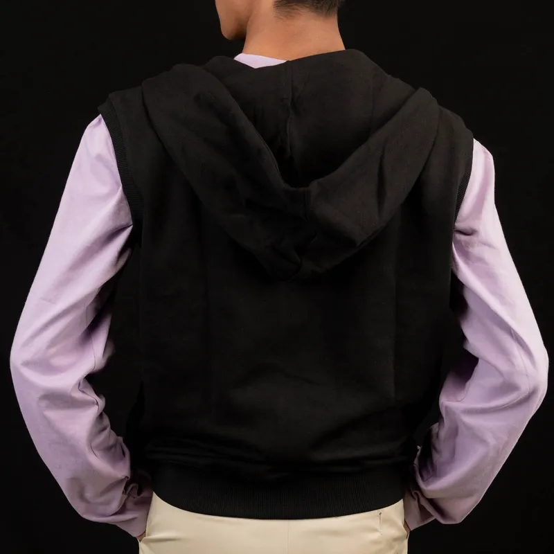 Elite Raven Black Sleeveless Zipper Hoodie