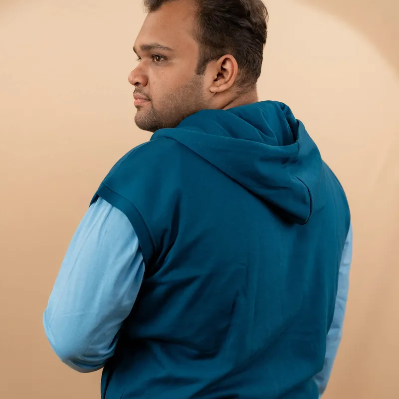 Elite Aquamarine Sleeveless Zipper Hoodie