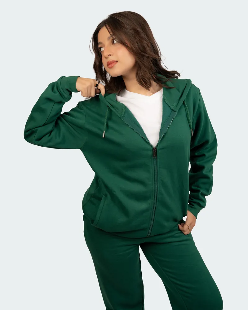 Elite Emerald Green Full Sleeve Zipper Hoodie
