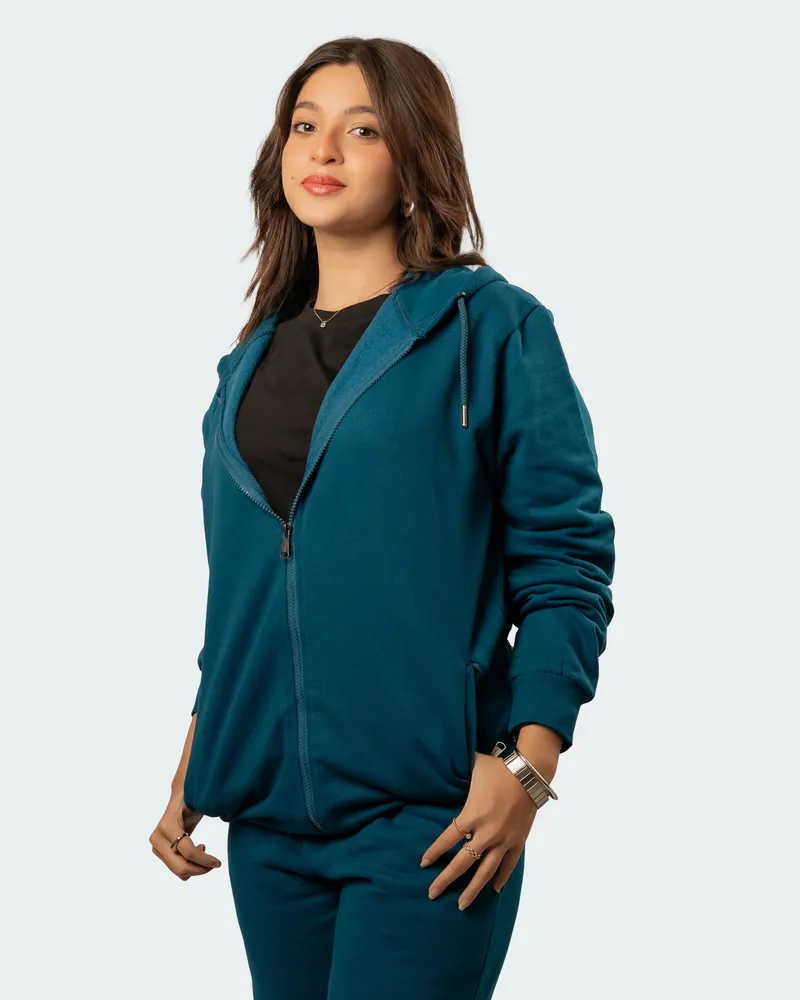 Elite Aquamarine Full Sleeve Zipper Hoodie