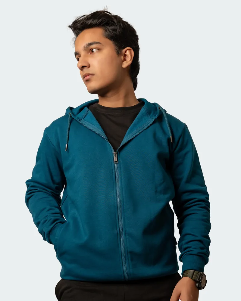 Elite Aquamarine Full Sleeve Zipper Hoodie