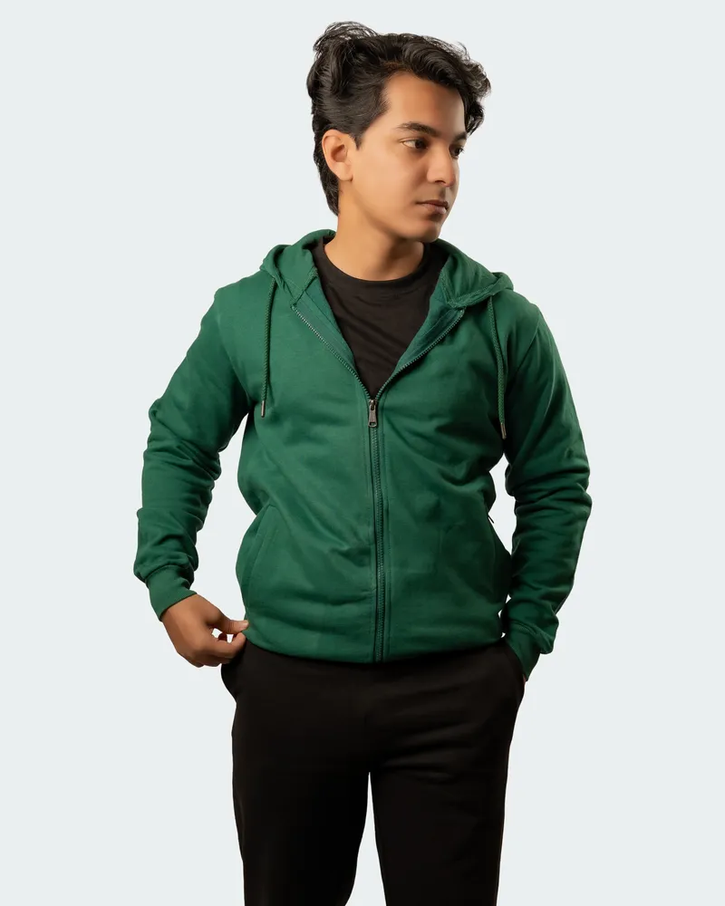 Elite Emerald Green Full Sleeve Zipper Hoodie