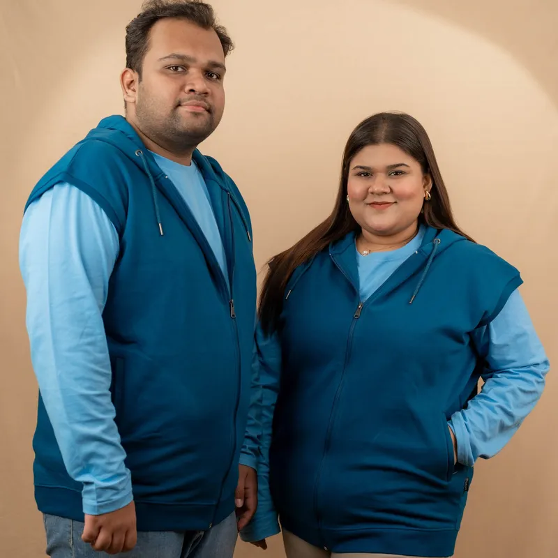 2X Elite Aquamarine Sleeveless Zipper Hoodie