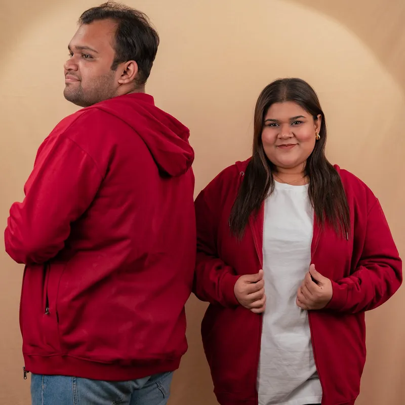 2X Elite Wine Red Full Sleeve Zipper Hoodie	
