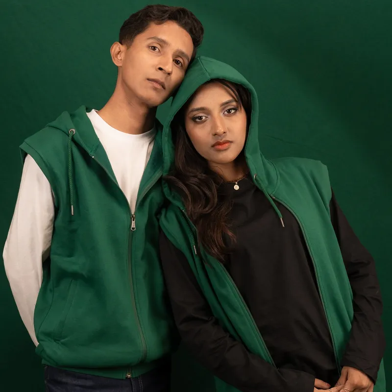 2X Elite Emerald Green Sleeveless Zipper Hoodie