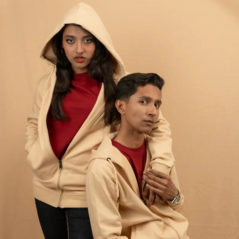 2X Elite Sandy Beige Full Sleeve Zipper Hoodie