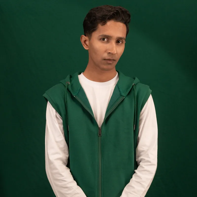 Elite Emerald Green Sleeveless Zipper Hoodie