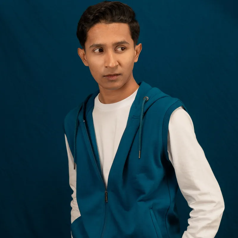Elite Aquamarine Sleeveless Zipper Hoodie