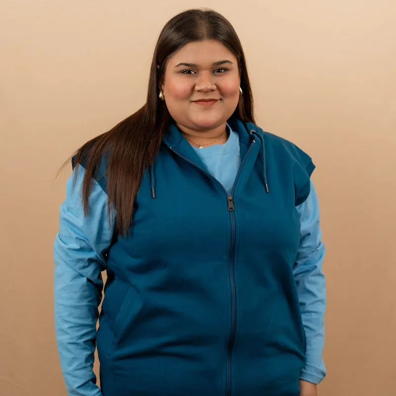 Elite Aquamarine Sleeveless Zipper Hoodie