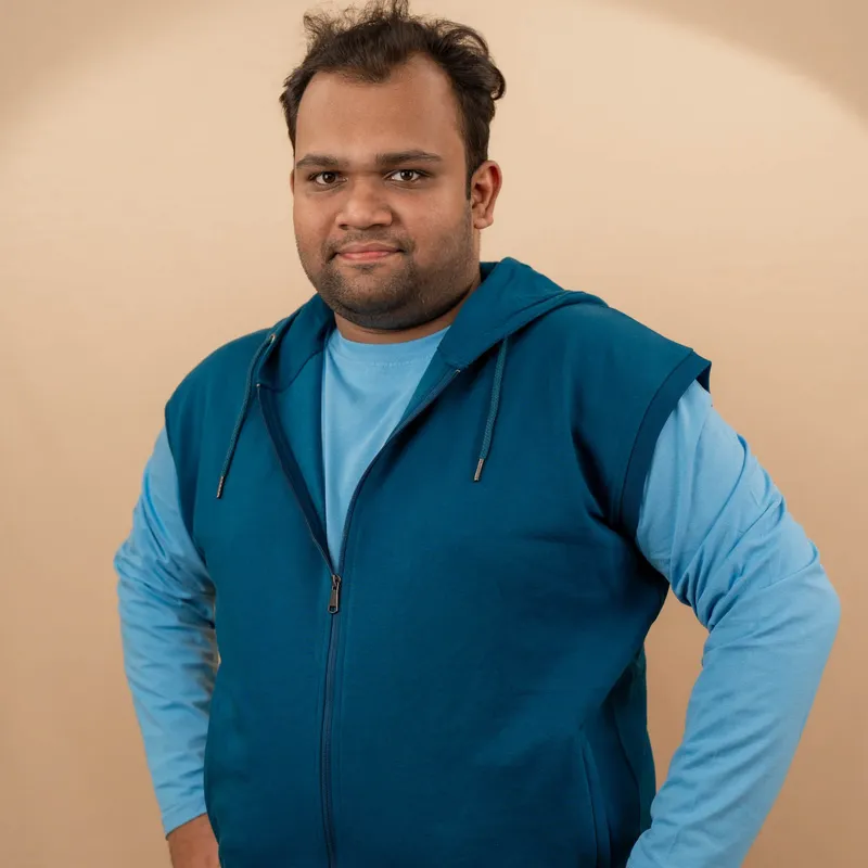 Elite Aquamarine Sleeveless Zipper Hoodie
