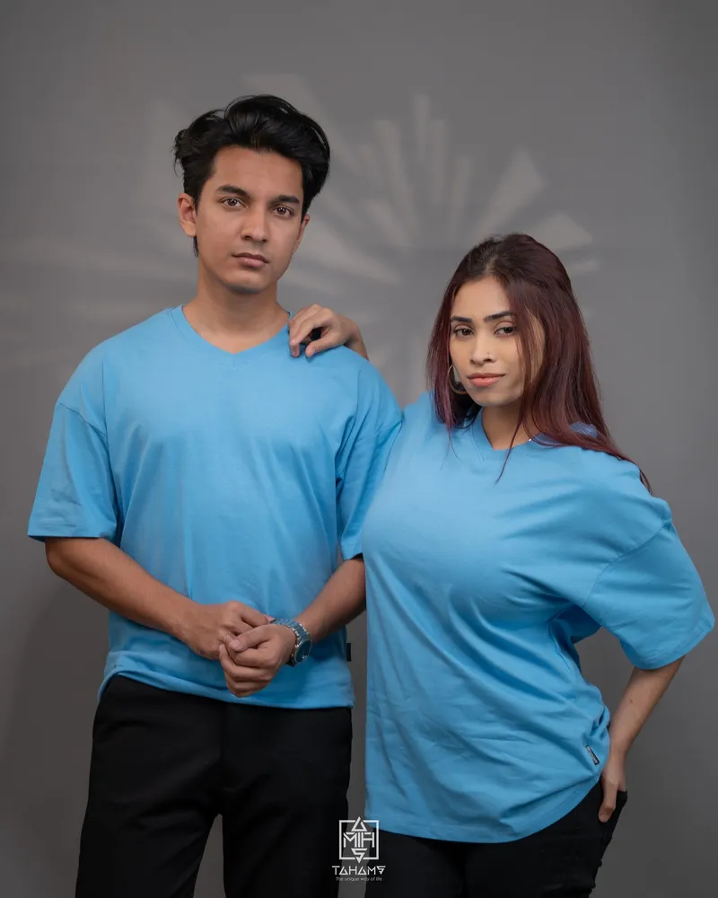Breeze Sky Blue Drop Shoulder Vneck