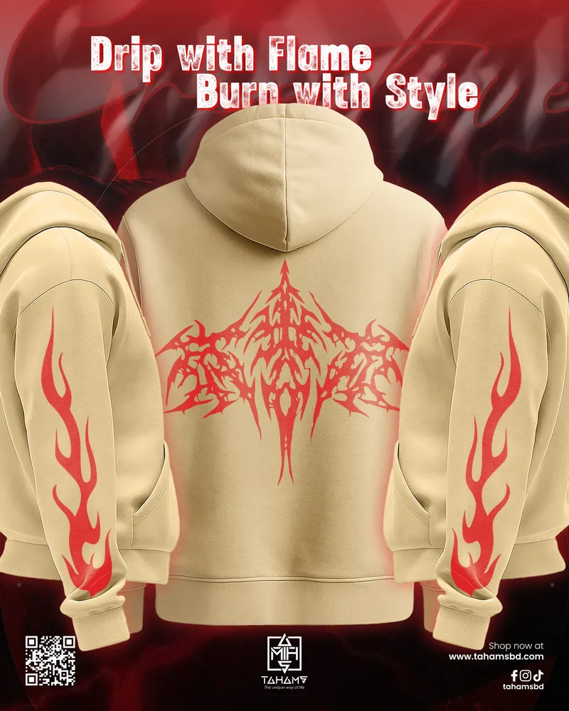 Printed Elite Sandy Beige Kangaroo Pocket Hoodie
