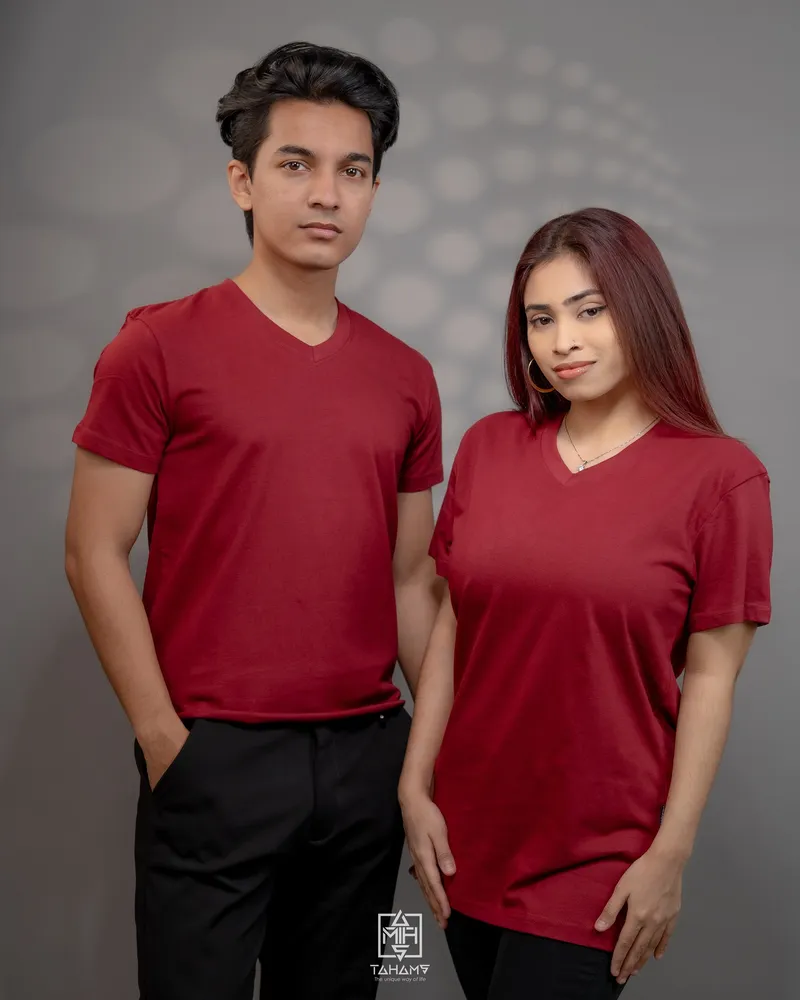  Crimson Maroon Vneck