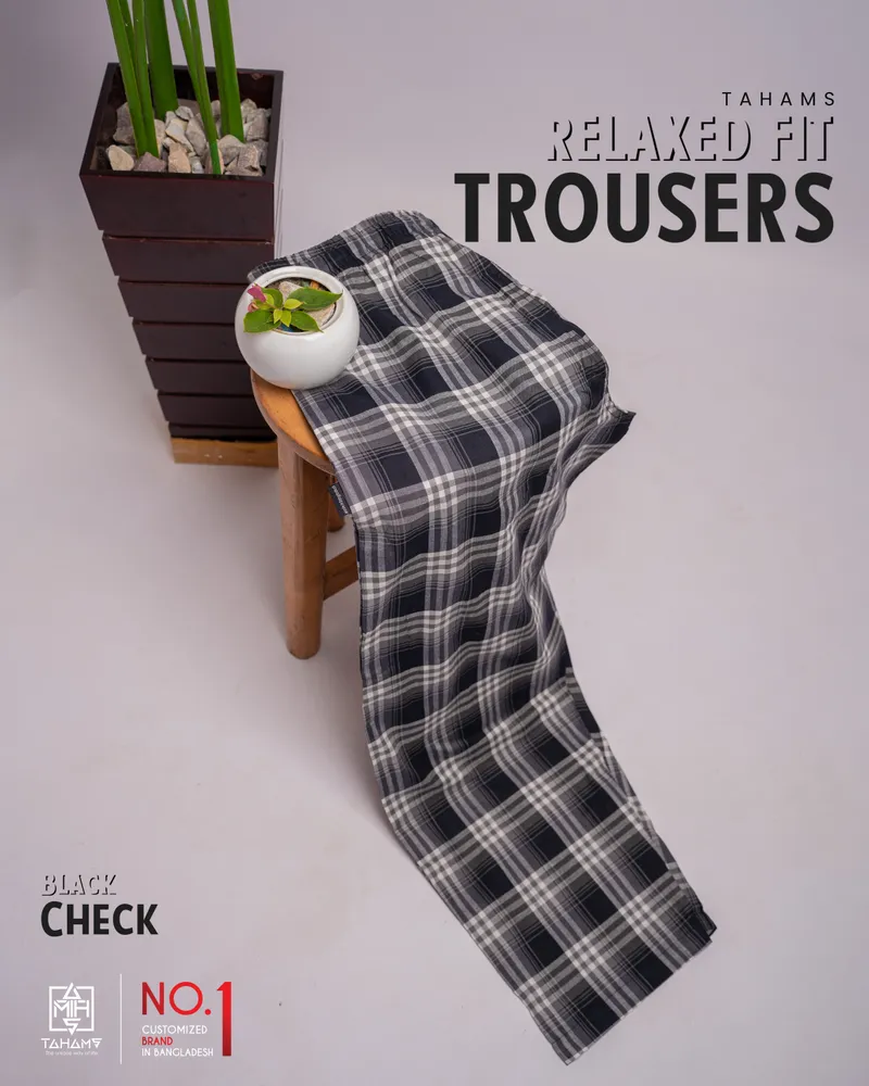	Black Check Relaxed Fit Trouser 