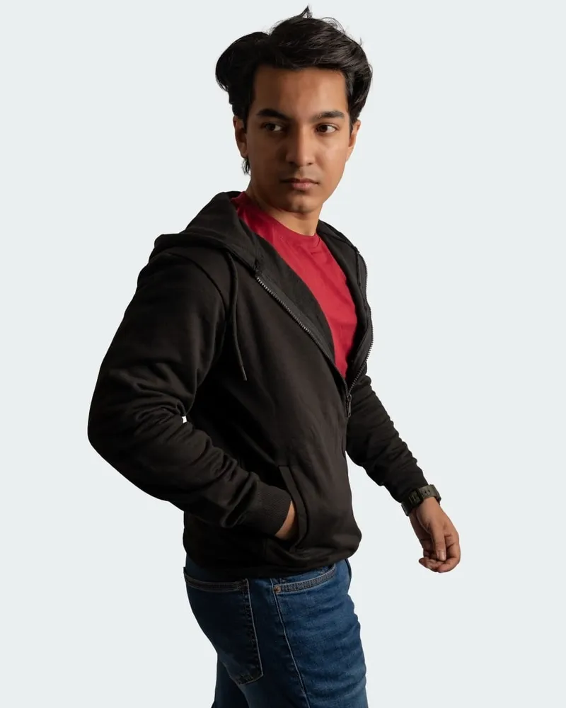 Elite Raven Black Full Sleeve Zipper Hoodie