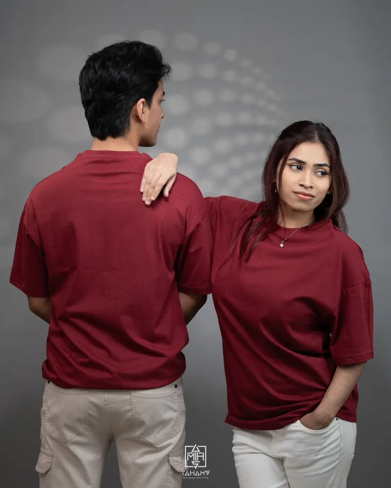 Crimson Maroon Drop Shoulder