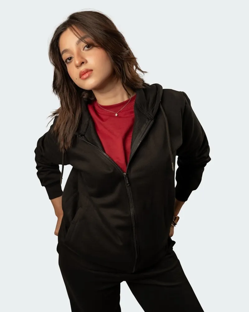 Elite Raven Black Full Sleeve Zipper Hoodie